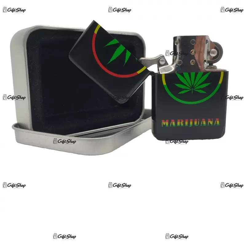 Marijuana black, bricheta gen zippo metalica model 8